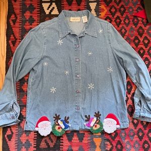 Vintage Christmas Denim Shirt